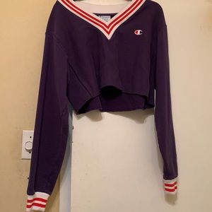 Navy blue, small Champion Reverse Weave crop top